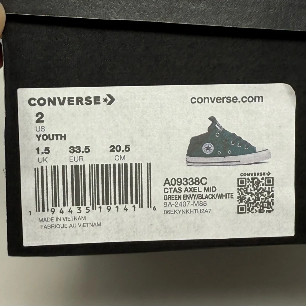 Converse CTAS Axel Mid Size youth 2 Sneakers Shoes green black New